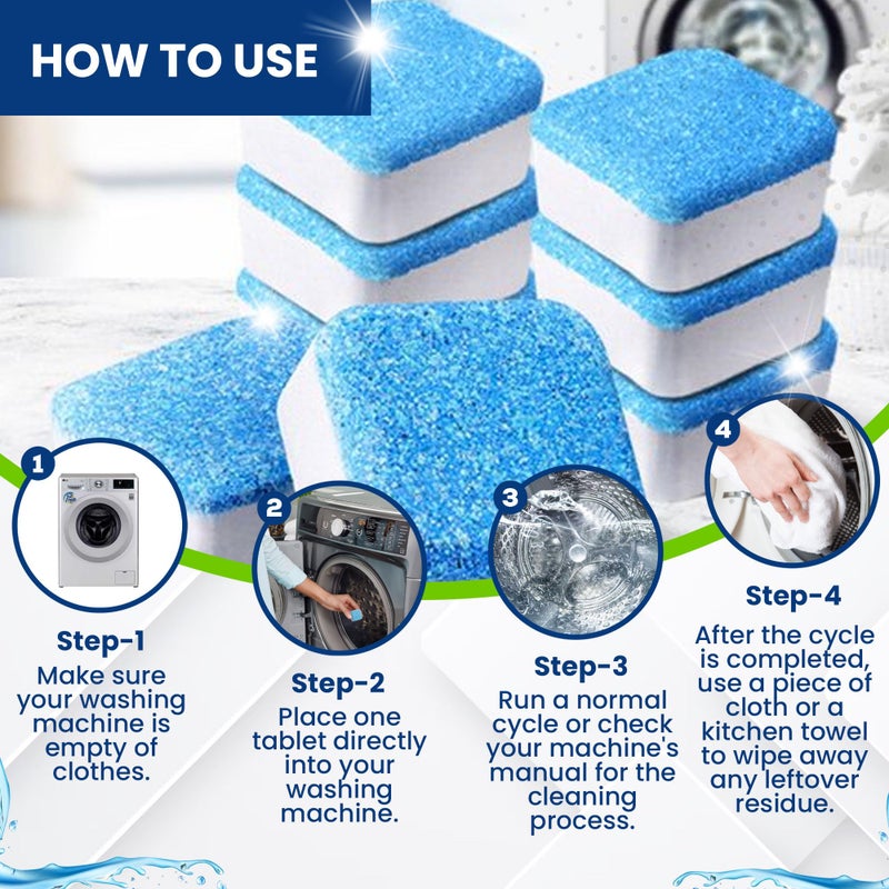 True Fresh Washing Machine Cleaner Tablets 25-Pack - Deep Cleaning Washer Cleaner Tablets For Top Loader, Front Load & He - Cleans Drum, Tub Seal & Other Parts Descaler & Septic Safe - Image 4